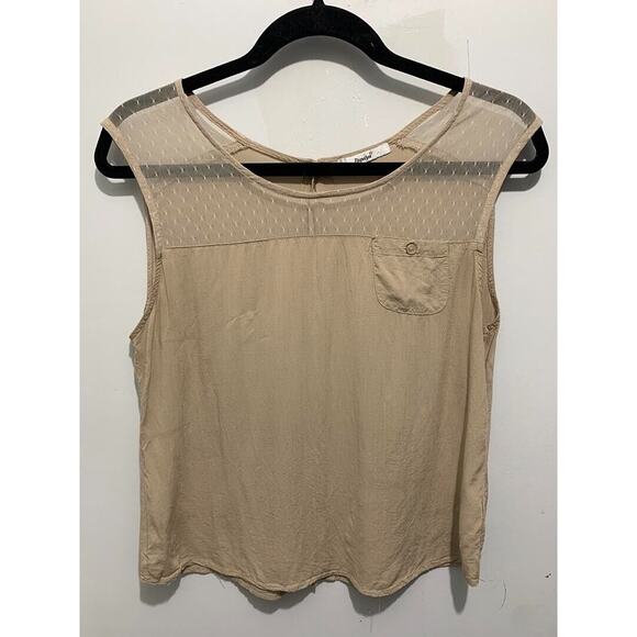 Papaya Womens Beige Sheer Panel Sleeveless Blouse Size M - Picture 1 of 3